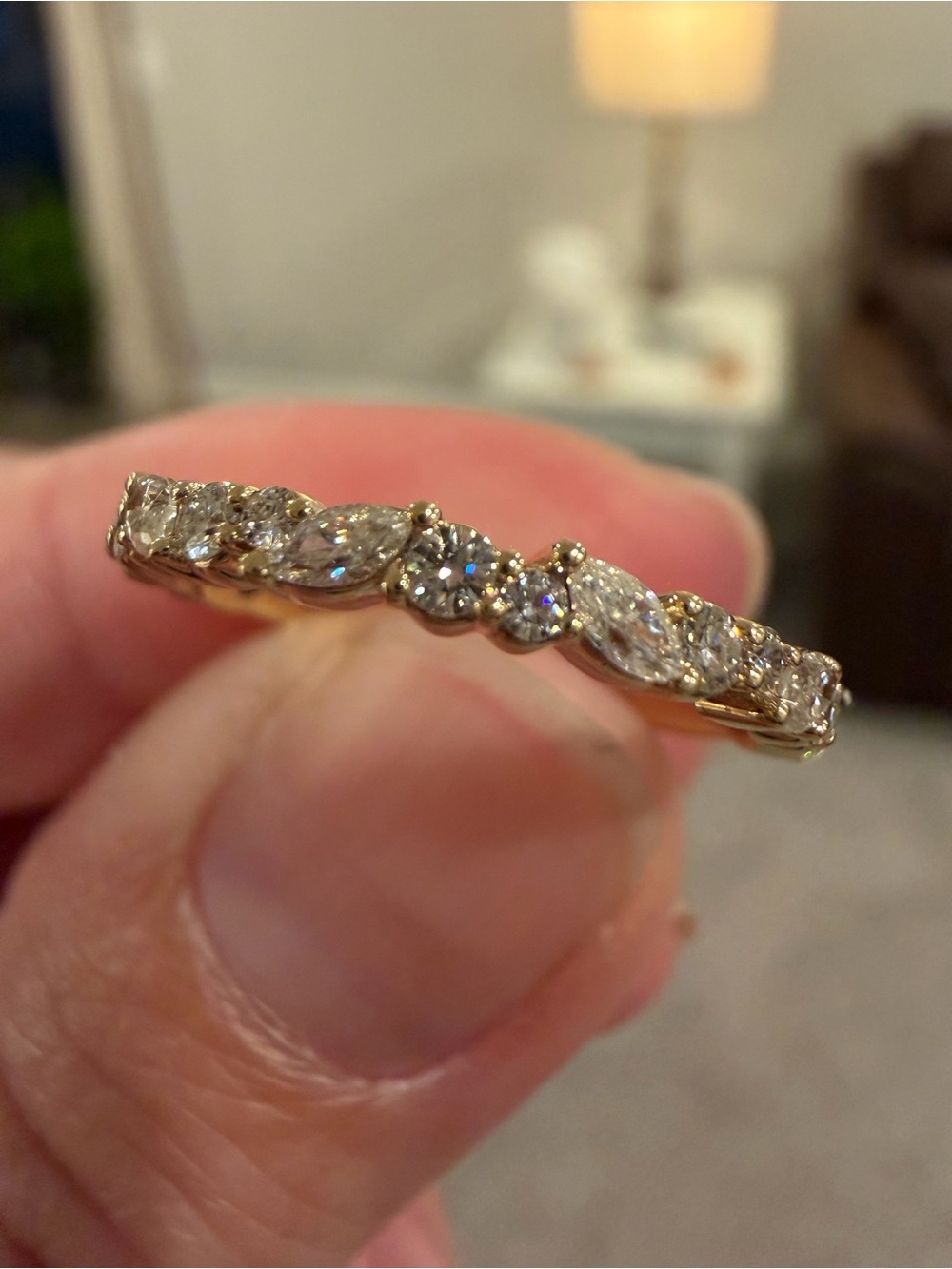 Gold and Moissanite Marquise & Round Eternity Band - Women Jewelry